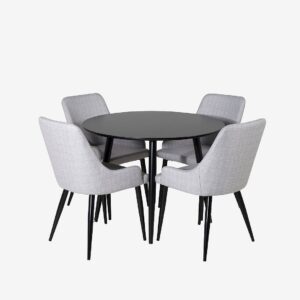 Venture Home – Matgrupp Plaza med 4 stolar Plaza – Svart – Matgrupp 4 personer – Från Homeroom