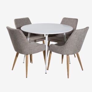 Venture Home – Matgrupp Plaza med 4 stolar Plaza – Vit – Matgrupp 4 personer – Från Homeroom