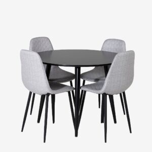 Venture Home – Matgrupp Plaza med 4 stolar Polar – Svart – Matgrupp 4 personer – Från Homeroom