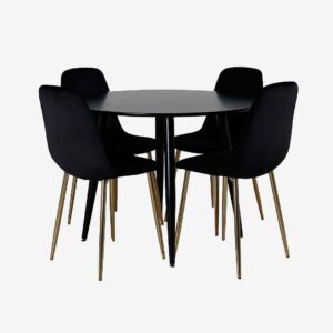 Venture Home – Matgrupp Plaza med 4 stolar Polar – Svart – Matgrupp 4 personer – Från Homeroom