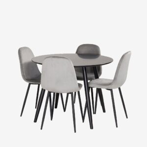 Venture Home – Matgrupp Plaza med 4 stolar Polar – Svart – Matgrupp 4 personer – Från Homeroom