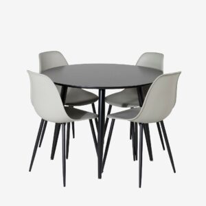 Venture Home – Matgrupp Plaza med 4 stolar Polar – Svart – Matgrupp 4 personer – Från Homeroom