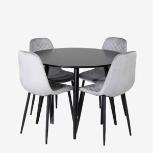 Venture Home – Matgrupp Plaza med 4 stolar Polar – Svart – Matgrupp 4 personer – Från Homeroom
