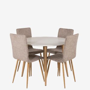 Venture Home – Matgrupp Plaza med 4 stolar Windu – Vit – Matgrupp 4 personer – Från Homeroom