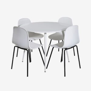 Venture Home – Matgrupp Plaza med 4st matstolar Arctic – Vit – Matgrupp 4 personer – Från Homeroom