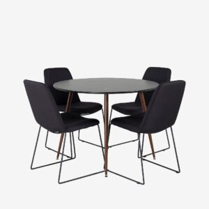 Venture Home – Matgrupp Plaza med 4st matstolar Muce – Svart – Matgrupp 4 personer – Från Homeroom