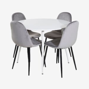Venture Home – Matgrupp Plaza med 4st matstolar Polar – Vit – Matgrupp 4 personer – Från Homeroom