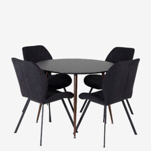 Venture Home – Matgrupp Plaza med 4st stolar Gemma – Svart – Matgrupp 4 personer – Från Homeroom