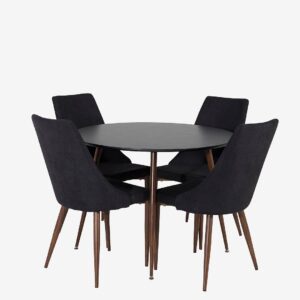 Venture Home – Matgrupp Plaza med 4st stolar Leone – Svart – Matgrupp 4 personer – Från Homeroom