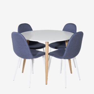 Venture Home – Matgrupp Plaza med stolarna Polar – Blå – Matgrupp 4 personer – Från Homeroom
