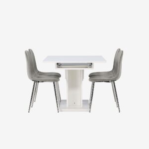 Venture Home – Matgrupp Pluto med 4st stolar Eva – Vit – Matgrupp 4 personer – Från Homeroom