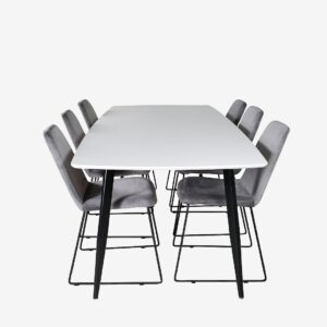 Venture Home – Matgrupp Polar med 6 stolar Muce – Vit – Matgrupp 6 personer – Från Homeroom