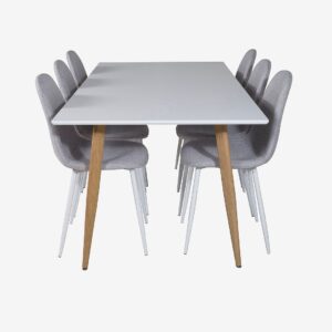 Venture Home – Matgrupp Polar med 6 stolar Polar – Vit – Matgrupp 6 personer – Från Homeroom