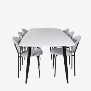 Venture Home – Matgrupp Polar med 6 stolar Vault – Vit – Matgrupp 6 personer – Från Homeroom