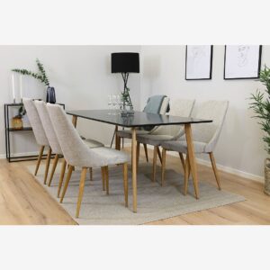 Venture Home – Matgrupp Polar med 6st matstolar Leone – Svart – Matgrupp 6 personer – Från Homeroom