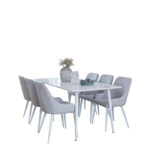 Venture Home – Matgrupp Polar med 6st matstolar Plaza – Vit – Matgrupp 6 personer – Från Homeroom