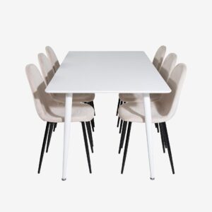 Venture Home – Matgrupp Polar med 6st matstolar Polar – Vit – Matgrupp 6 personer – Från Homeroom