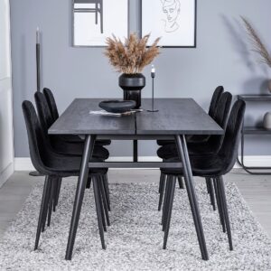 Venture Home – Matgrupp Saltö inkl 6st matstolar Penally – Svart – Matgrupp 6 personer – Från Homeroom