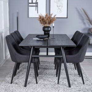 Venture Home – Matgrupp Saltö inkl 6st matstolar Pia – Svart – Matgrupp 6 personer – Från Homeroom