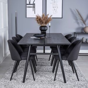 Venture Home – Matgrupp Saltö inkl 6st matstolar Valleta – Svart – Matgrupp 6 personer – Från Homeroom