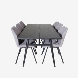 Venture Home – Matgrupp Sleek med 6st matstolar Gemma – Svart – Matgrupp 6 personer – Från Homeroom