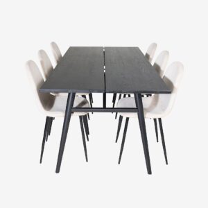 Venture Home – Matgrupp Sleek med 6st matstolar Polar – Beige – Matgrupp 6 personer – Från Homeroom