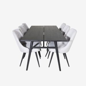 Venture Home – Matgrupp Sleek med 6st matstolar Velvet Deluxe – Svart – Matgrupp 6 personer – Från Homeroom