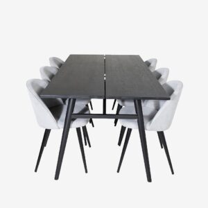 Venture Home – Matgrupp Sleek med 6st matstolar Velvet – Svart – Matgrupp 6 personer – Från Homeroom