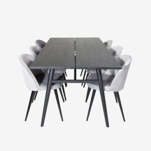 Venture Home – Matgrupp Sleek med 6st matstolar Velvet – Svart – Matgrupp 6 personer – Från Homeroom
