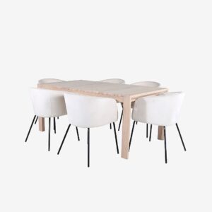 Venture Home – Matgrupp Slider med 6 st matstolar Berit – Vit – Matgrupp 6 personer – Från Homeroom
