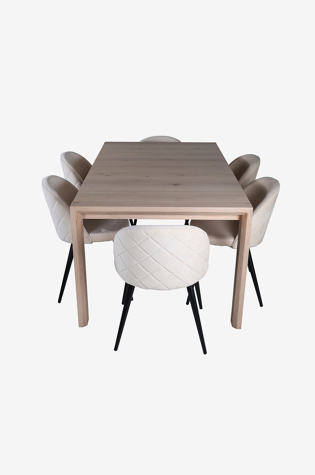 Venture Home – Matgrupp Slider med 6 st matstolar Velvet Stitches – Vit – Matgrupp 6 personer – Från Homeroom