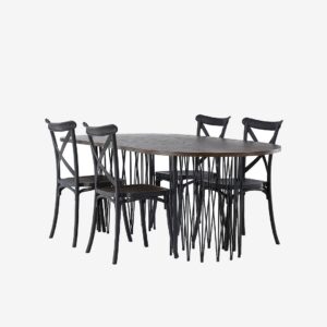 Venture Home – Matgrupp Stone med 4st matstolar Crosett – Brun – Matgrupp 4 personer – Från Homeroom