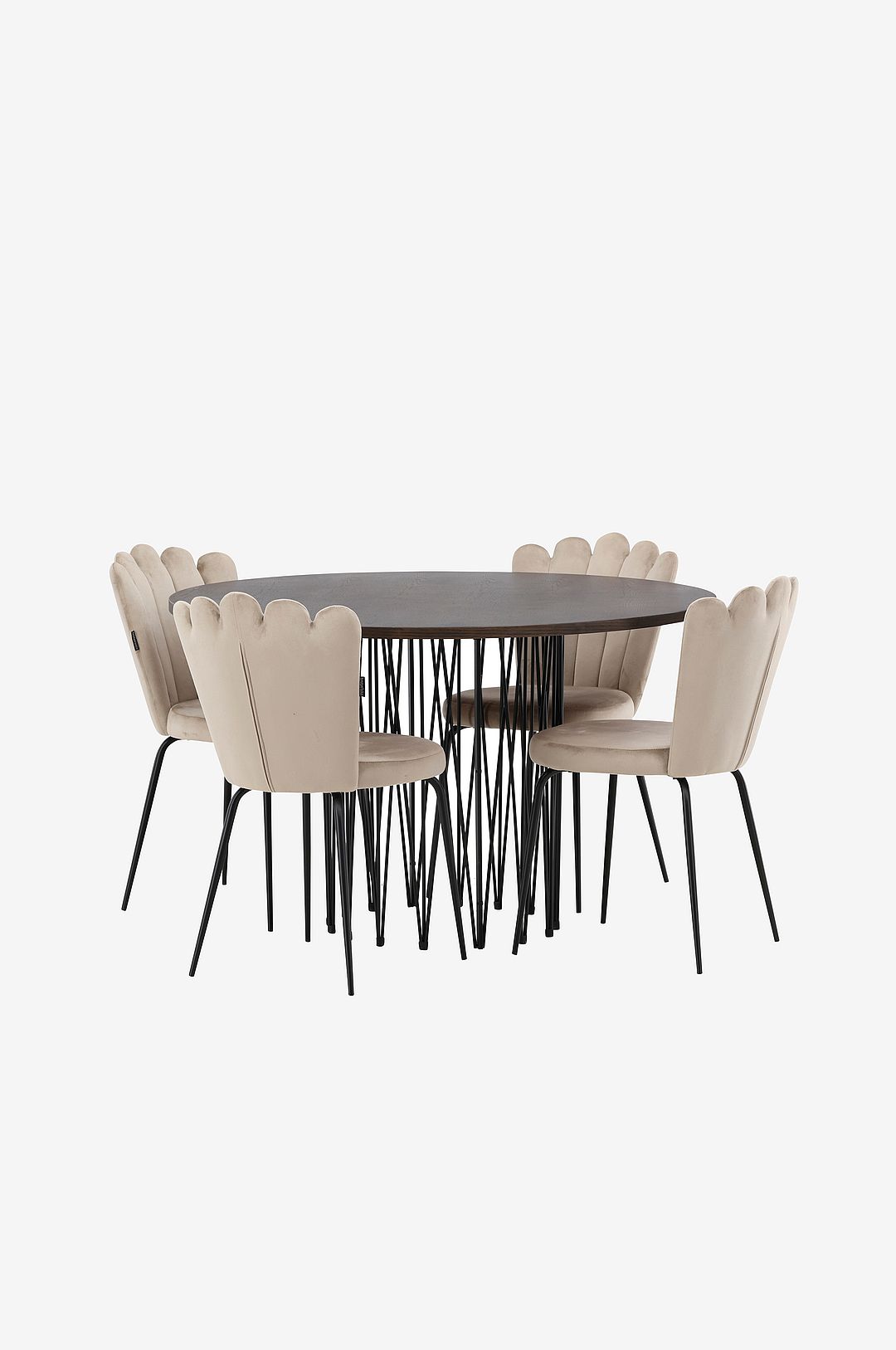 Venture Home – Matgrupp Stone med 4st matstolar Limhamn – Beige – Matgrupp 4 personer – Från Homeroom