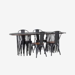 Venture Home – Matgrupp Stone med 4st matstolar Tempe – Brun – Matgrupp 4 personer – Från Homeroom