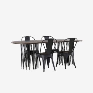 Venture Home – Matgrupp Stone med 4st matstolar Tempe – Brun – Matgrupp 4 personer – Från Homeroom