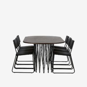 Venture Home – Matgrupp Stone med 6st stolar Kenth – Brun – Matgrupp 6 personer – Från Homeroom