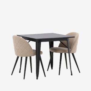 Venture Home – Matgrupp Tempe med 2st matstolar Velvet – Beige – Matgrupp 2 personer – Från Homeroom