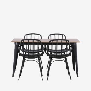 Venture Home – Matgrupp Tempe med 4st matstolar Dyrön – Brun – Matgrupp 4 personer – Från Homeroom