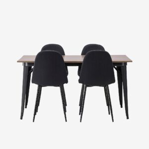 Venture Home – Matgrupp Tempe med 4st matstolar Polar – Brun – Matgrupp 4 personer – Från Homeroom