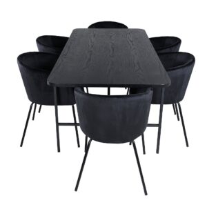 Venture Home – Matgrupp Uno med 6 st matstolar Berit – Svart – Matgrupp 6 personer – Från Homeroom