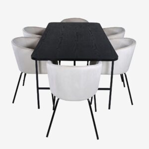 Venture Home – Matgrupp Uno med 6 st matstolar Berit – Svart – Matgrupp 6 personer – Från Homeroom