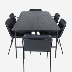 Venture Home – Matgrupp Uno med 6 st matstolar Tvist – Svart – Matgrupp 6 personer – Från Homeroom