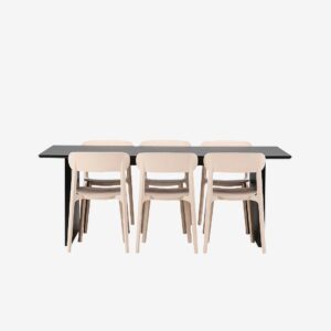 Venture Home – Matgrupp Vail med 6st matstolar Åstol – Svart – Matgrupp 6 personer – Från Homeroom