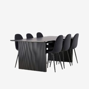 Venture Home – Matgrupp Vail med 6st matstolar Polar – Svart – Matgrupp 6 personer – Från Homeroom