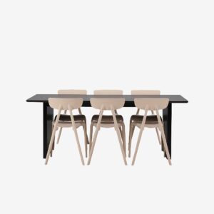 Venture Home – Matgrupp Vail med 6st matstolar Ursholmen – Svart – Matgrupp 6 personer – Från Homeroom