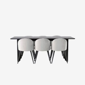 Venture Home – Matgrupp Vail med 6st matstolar Velvet – Svart – Matgrupp 6 personer – Från Homeroom