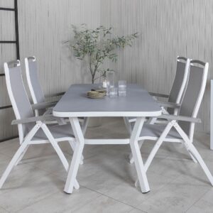 Venture Home – Matgrupp Virya med 4st matstolar Albany – Grå – Matgrupper – Från Homeroom