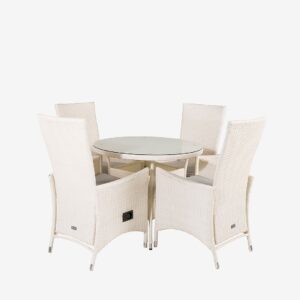 Venture Home – Matgrupp Volta med 4st matstolar Padova – Vit – Matgrupper – Från Homeroom