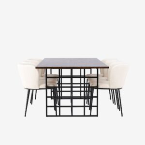 Venture Home – Matgrupp Ystad med 6st stolar Edina – Brun – Matgrupp 6 personer – Från Homeroom