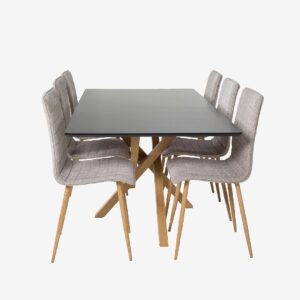 Venture Home – Matsal Uppsättning Piazza med stolar Windu – Grå – Matgrupp 6 personer – Från Homeroom